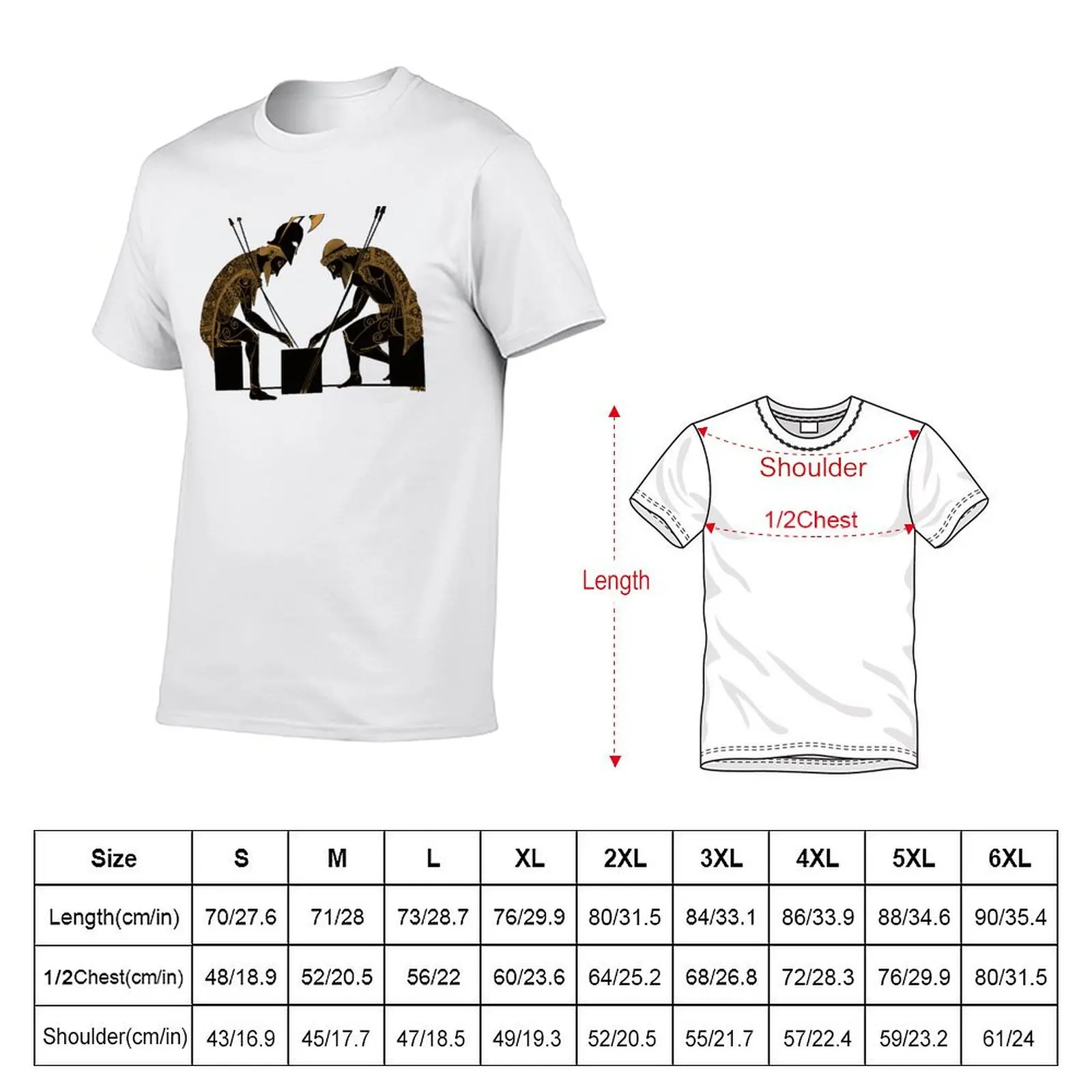 Achilles and Ajax (bronze) T-Shirt Active Sports Short Sleeve Cotton Shirt
