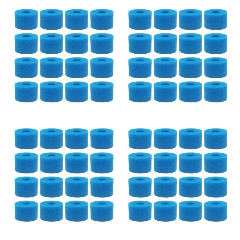 

64Pc For Intex Pure Spa Reusable Washable Foam Hot Tub Filter Cartridge S1 Type