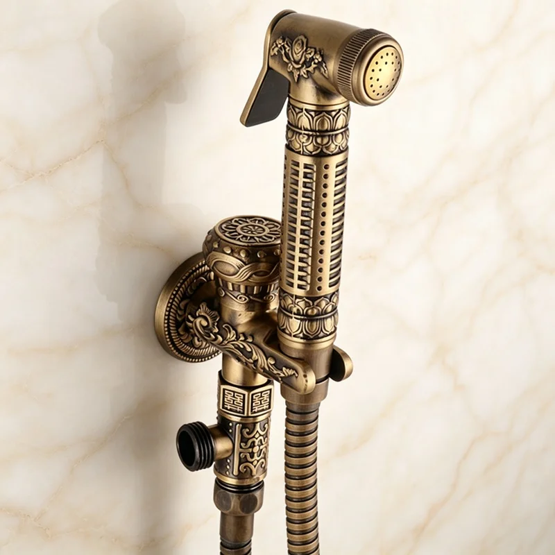 HOTAAN . Modern Antique  Brass Bathroom Bidet Faucet Exquisite Carved With Hand Sprayer Gun bathroom accessory 5189