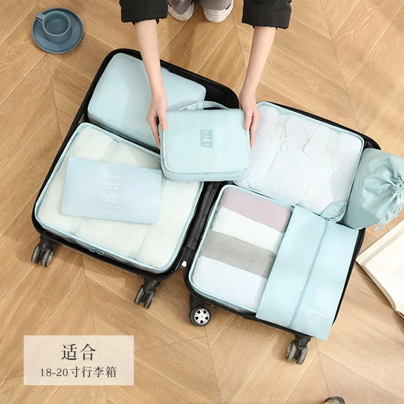 7/8/9/10 Pcs Set Travel Organizer Storage Bags Suitcase Packing Cubes Cases Portable Luggage Clothes Shoe Tidy Pouch Folding