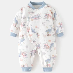 Winter Infant Boy Girl Clothes Cartoon Cute Print Cotton Warm Thick Rompers Jumpsuits Baby Boutique Clothing Newborn Items BC463