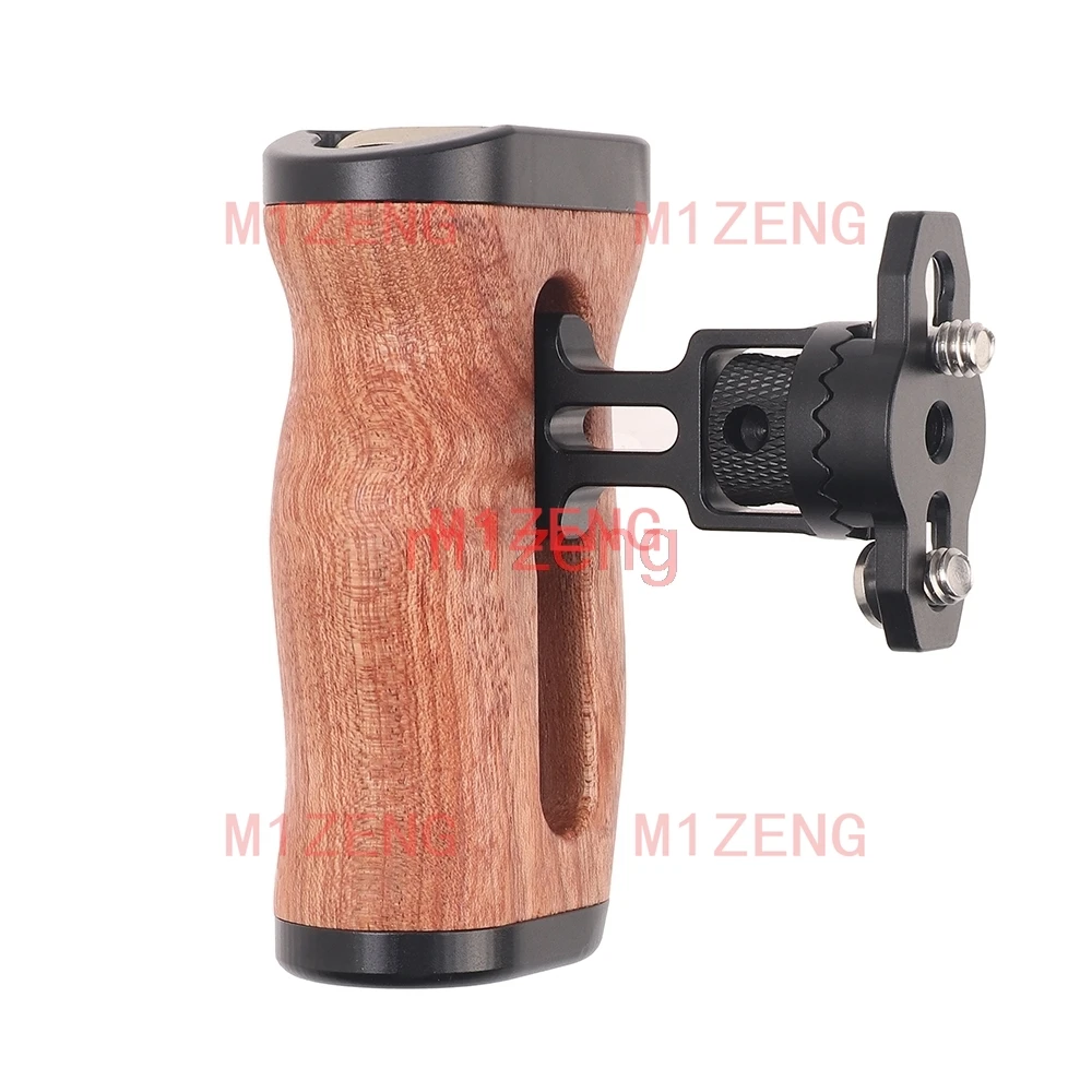 

1/4 Screws Cold Shoe Universal Camera Cage Side Handle Wooden Hand grip Quick Assembly/Disassembly for Sony/Canon/Nikon Camera
