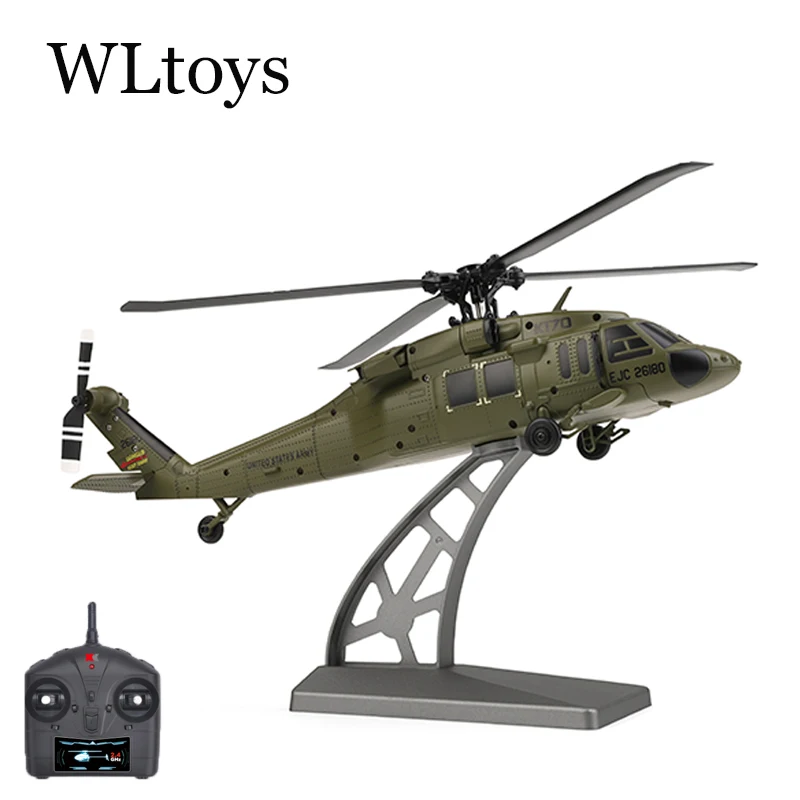 WLtoys K170 الجيش الأخضر محاكاة بلاك هوك RC هليكوبتر 4CH 6-محور الدوران 3D6G فرش السيارات البهلوانية ألعاب بدون طيار