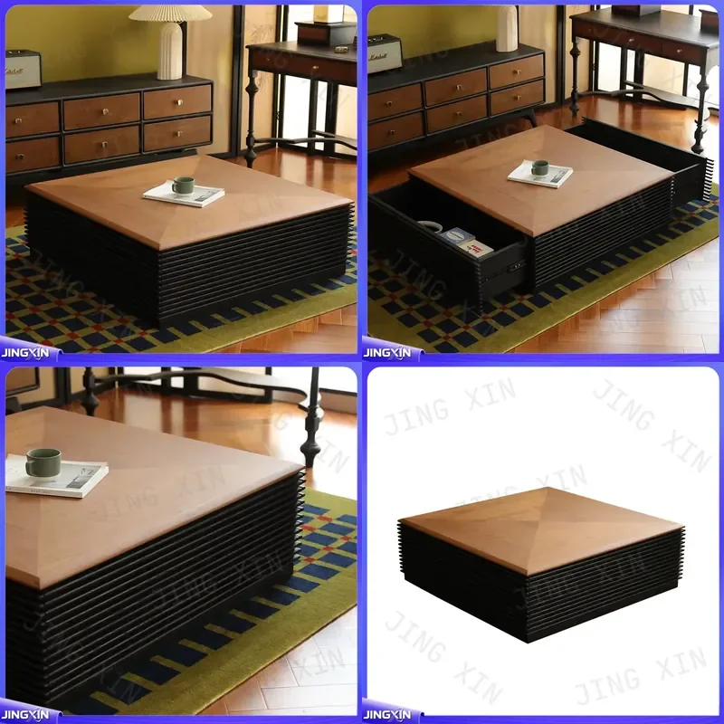 custom for Autumn light firefly Nanyang retro style solid wood coffee table ash wood black simple