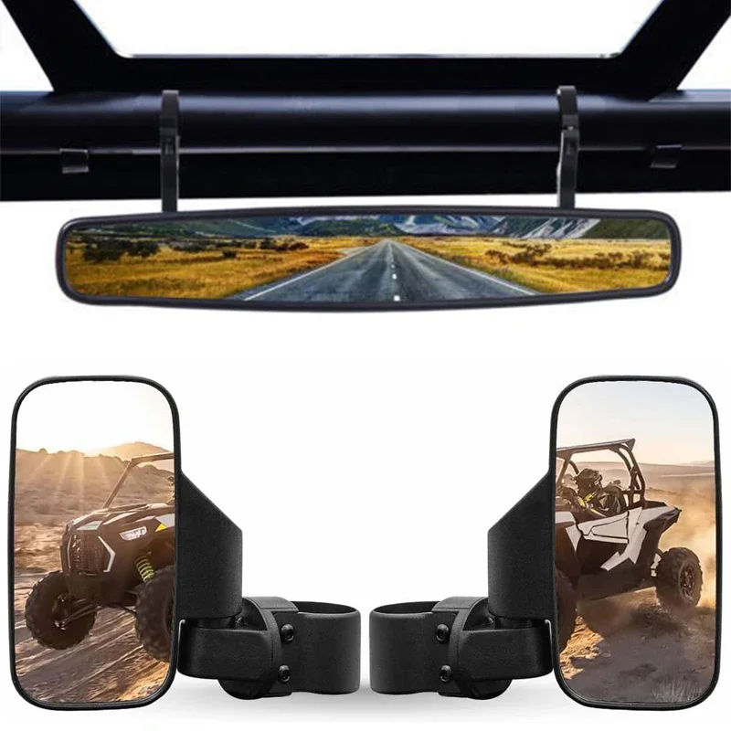 

UTV Offroad Side Rear View Mirror And Center View Mirror With 1.75" To 2" Roll Bar For Polaris RZR Pioneer Yamaha Can-Am