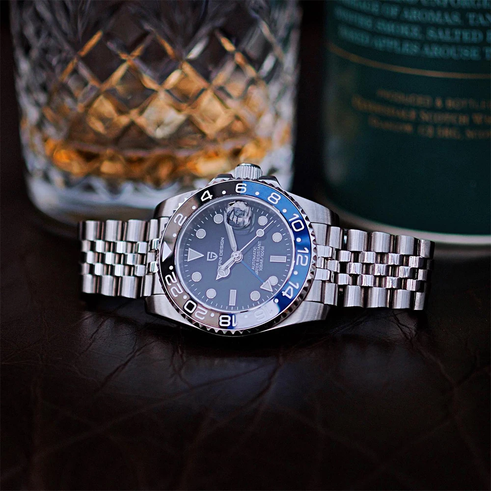 PAGANI DESIGN PD-1662 Luxury GMT Men Mechanical Wristwatch Sapphire Glass Stainless Steel 100M Waterproof Automatic Watches image 4