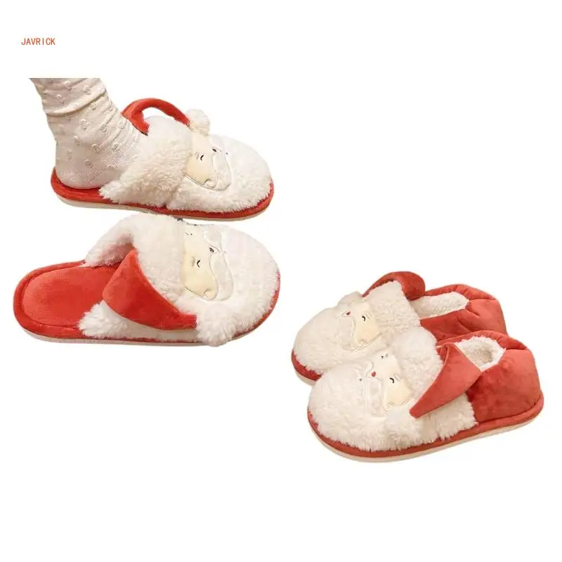 Christmas Slippers Plush Cotton Slippers Comfortable Wear Slip Resistant Women Bedroom Shoes Warm Winter House Slippers