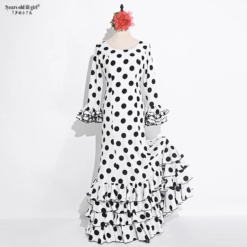 Vestido de baile español para mujer, falda de práctica de Flamenco, GG03