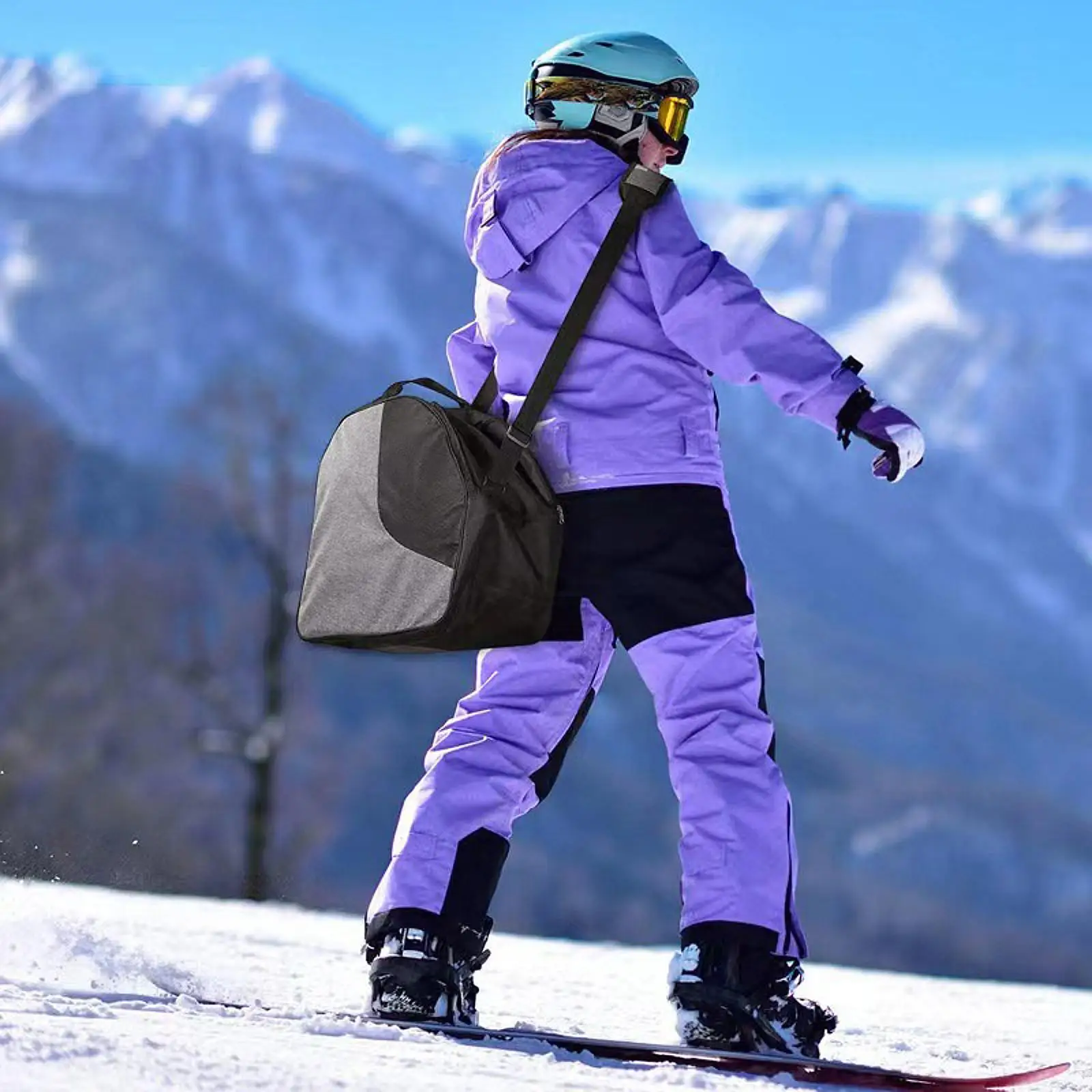 Winter Snow Ski Boot Bag Waterproof Skiing Travel Bag Large Capacity Ski Apparel Gloves Luggage Crossbody Bag for Snowboarding