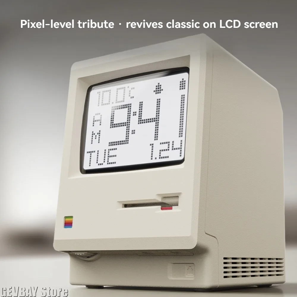 Retro Alarm Clock Creative Old Computer Shaped Digital Alarm Clock Room Desktop Decorations Home Office Accessories Gift