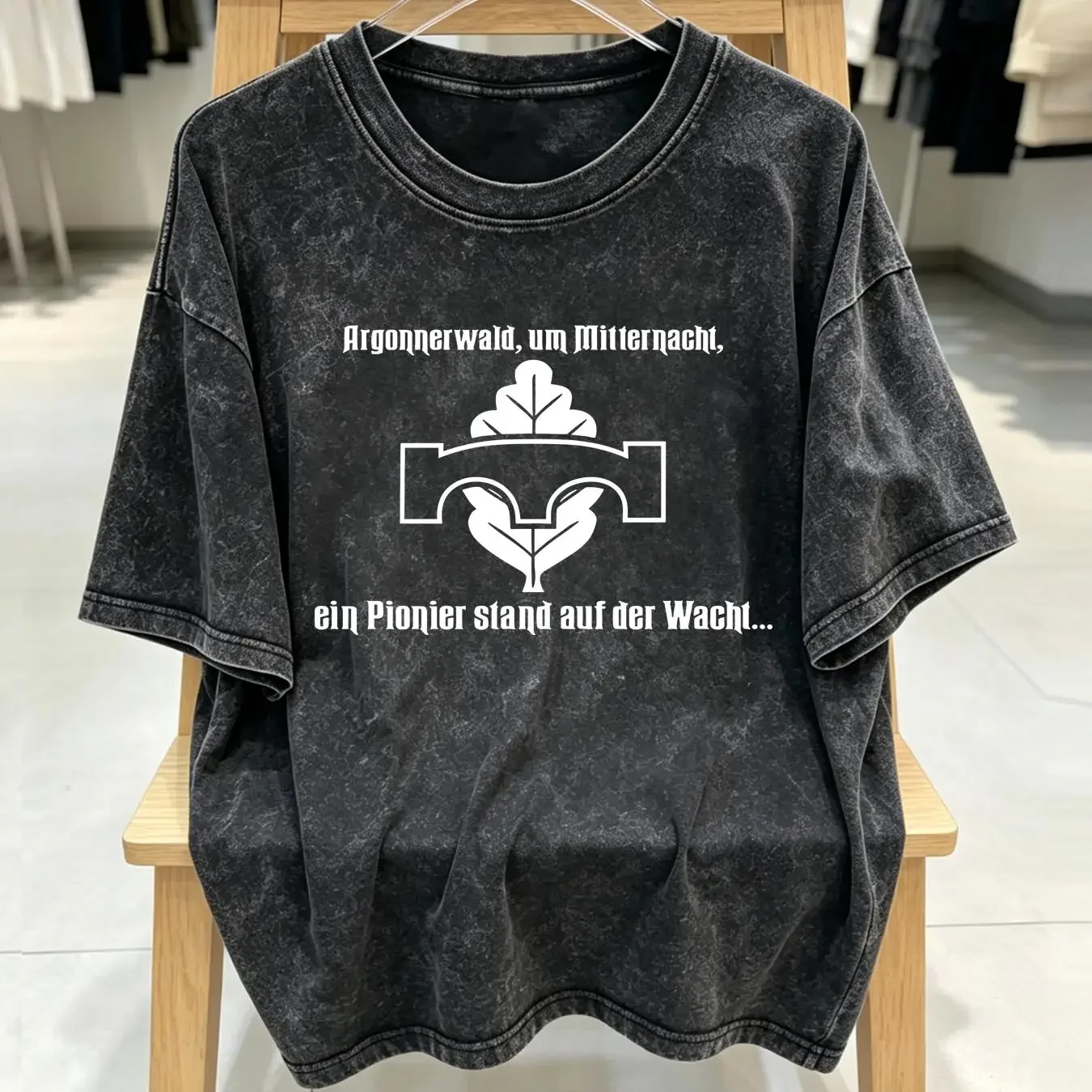 washed T Shirt Argonner Forest at Midnight a Pioneer Standing on the Watch 18653 long or short sleeves vintage Washed