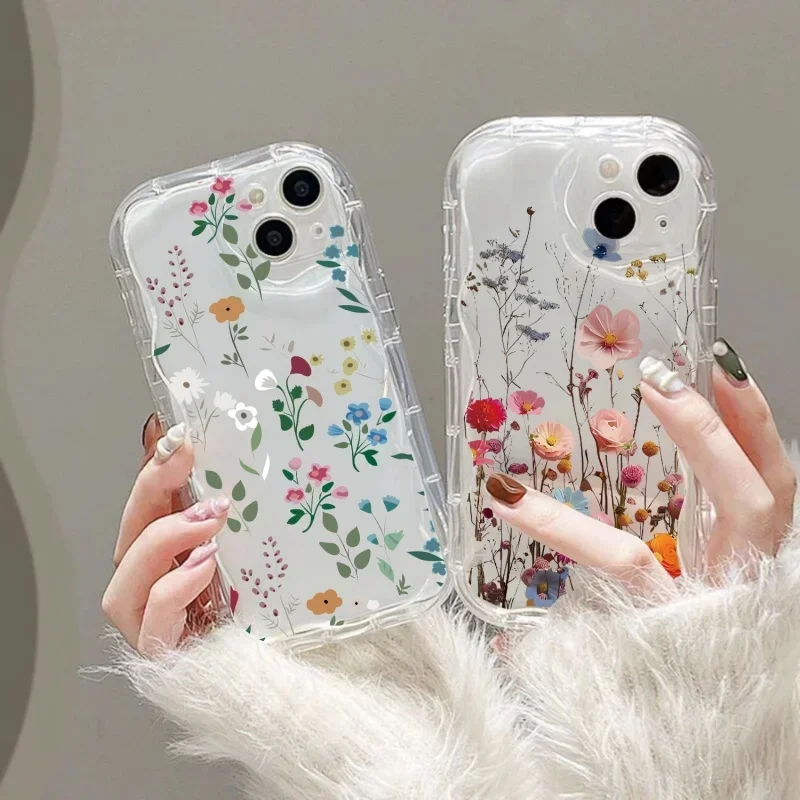 Custodia per telefono con fiori margherita con pittura a olio fresca per Samsung Galaxy S25 Ultra S24 Plus S25Ultra S25 + S24 + Custodie morbide con bordo ondulato