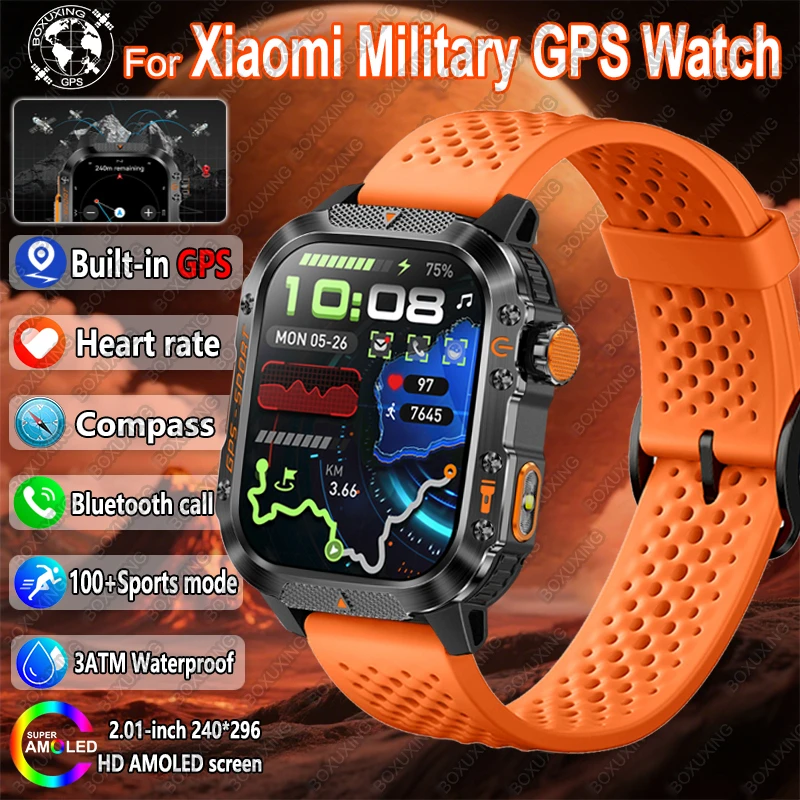 ใหม่ทหารเกรด GPS สมาร์ทนาฬิกาผู้ชายสำหรับ XIAOMI 3ATM กันน้ำเข็มทิศ 540mAh บลูทูธโทร 100 + กีฬาอัตราการเต้นของหัวใจสมาร์ทวอทช์