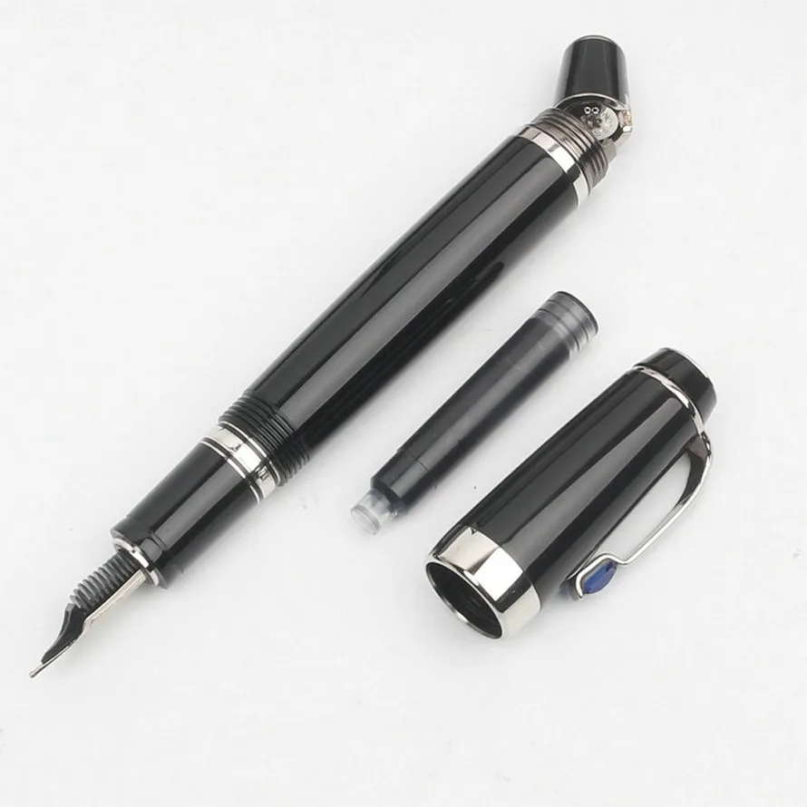 

Promotion Plastic Bohemia Retractable Nib Mb Fountain Pen with Random Color Shine Diamond Clip Pocket Pen Writing Gifts