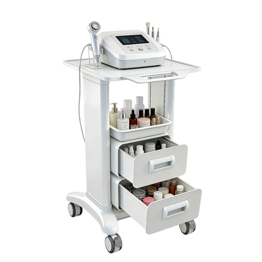 

Портативная медицинская тележка-каталка с выдвижным ящиком, мобильная, для ультразвукового аппарата, с 4 бесшумными колесами, грузоподъемность 102 кг, для клиник и лабораторий