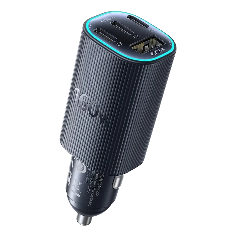 BASEUS 160W 4-Port Car Charger, PD 100W Fast Charging Cigarette Lighter Adapter for Laptop, Tablet & iPhone 16/17
