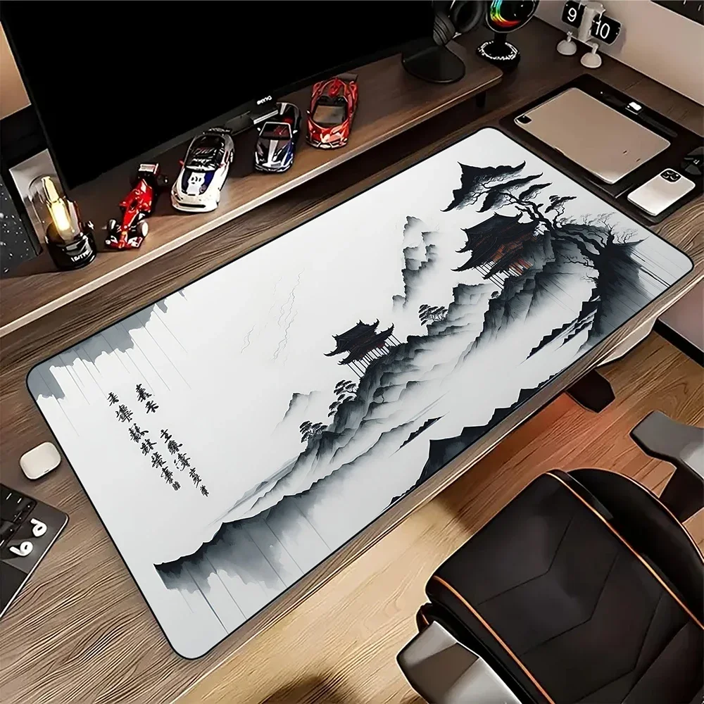 Nouveau tapis de souris d'art japonais de sérénité de montagne ordinateur Gamer grand tapis de souris tapis de clavier de jeu tapis de bureau tapis de Table en caoutchouc XXL