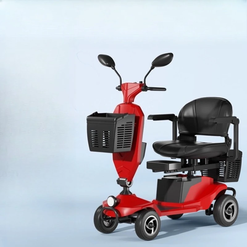 

Four-wheel double battery car for elderly scooters