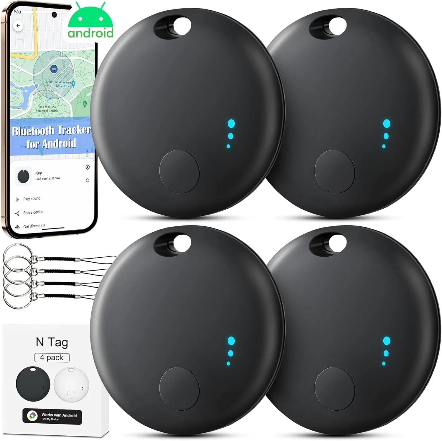 

4Pcs Global Positioning Device Suitable For Google Find My App Used In Conjunction With Bluetooth GPS Tracker Key Finder Locator