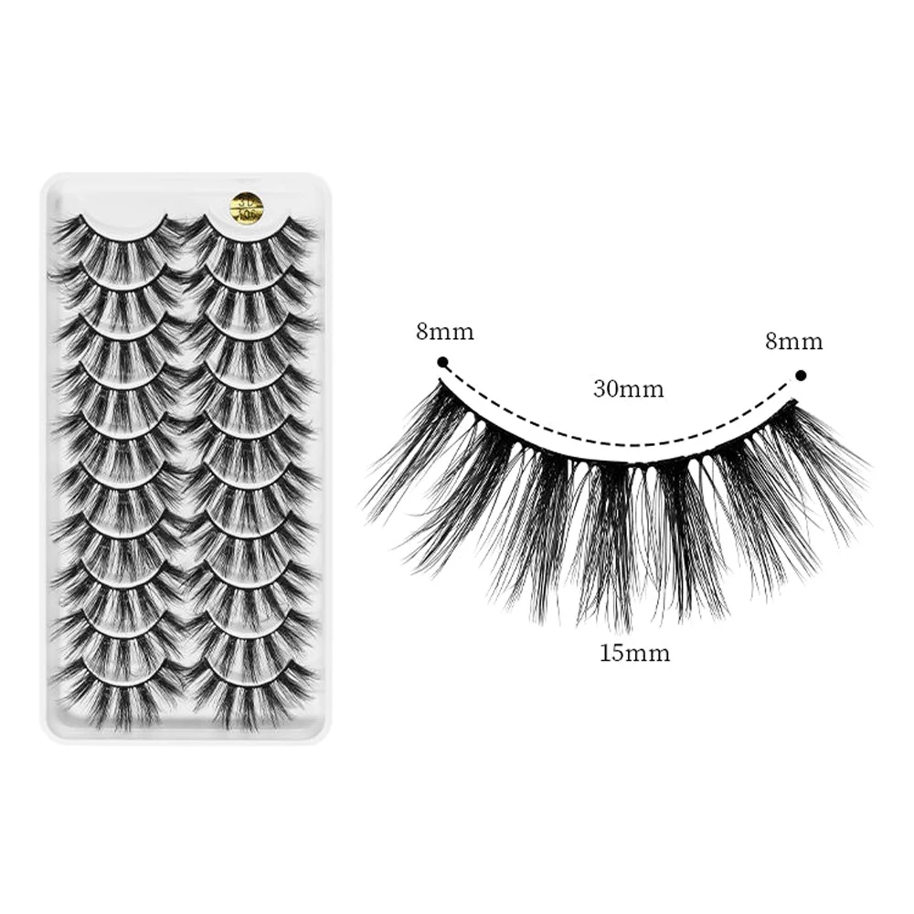 10 pares de pestañas postizas de pelo de visón suave 3D, pestañas postizas entrecruzadas gruesas y largas, efecto multicapa, pestañas largas suaves y gruesas