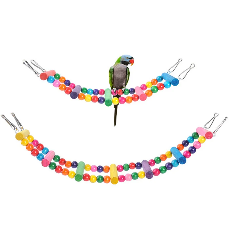 Bird Toys Set Swing Chewing Training Toys Small Parrot Hanging Hammock Parrot Cage Bell Perch Toys with Ladder Pet Supplies