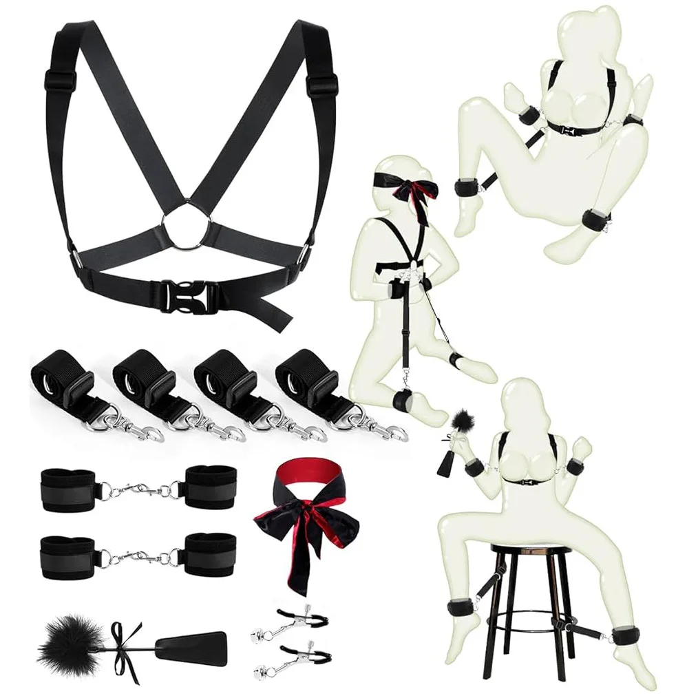 Sex BDSM Handcuff Restraint Set kit Slave SM Fetish Sextoy sadistico gioco per adulti Bondage Strap coppia mano caviglia restrizioni giocattolo