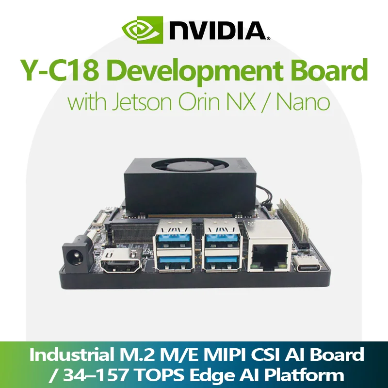 Y-C18-DEV Jetson Orin NX/Nano AI Development Kit 34-157 TOPS Edge AI Computer Industrial M.2 M/E MIPI CSI Robotics Vision AI Kit