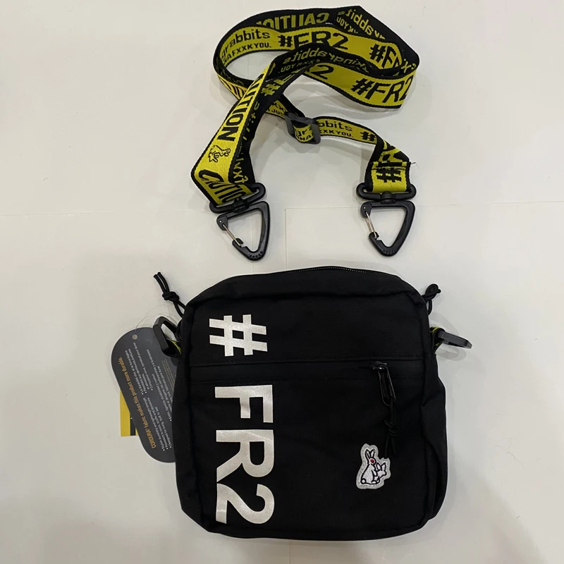 # Fr2 Rugzakken Grote Logo Print Borduurwerk Konijn Zwart Canvas Fr2 Crossbody Pakket Mannen Vrouwen Mode Rits Tassen