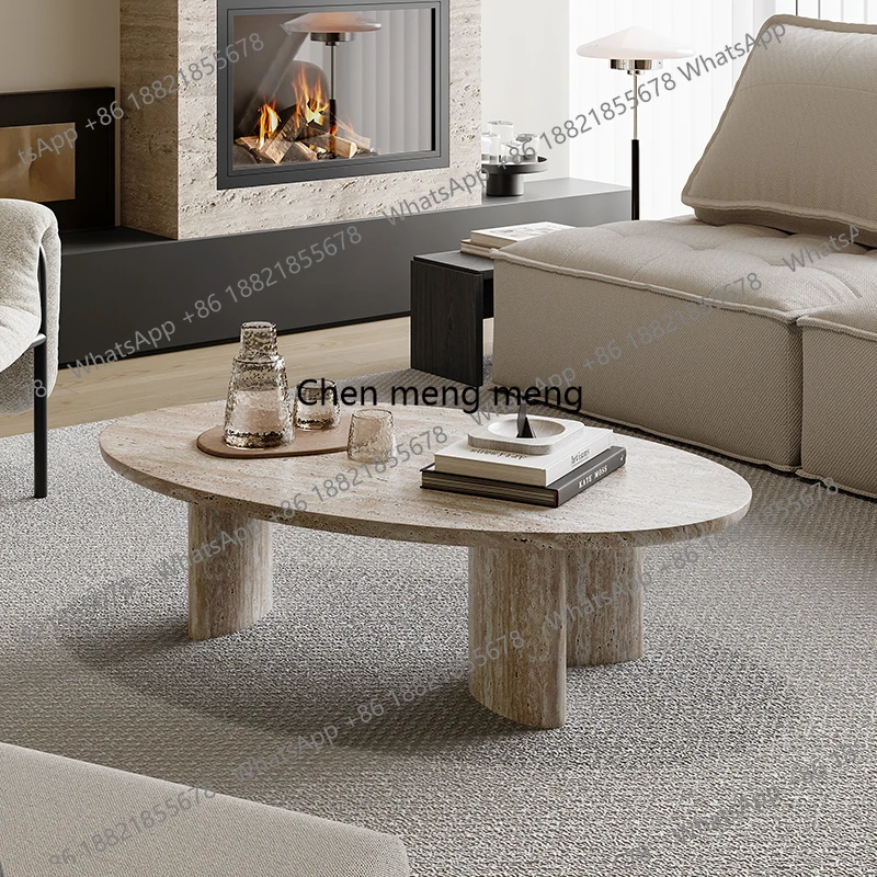 

Wabi-sabi style natural travertinestone coffee table table modern living room home marble homestay retro small tea table