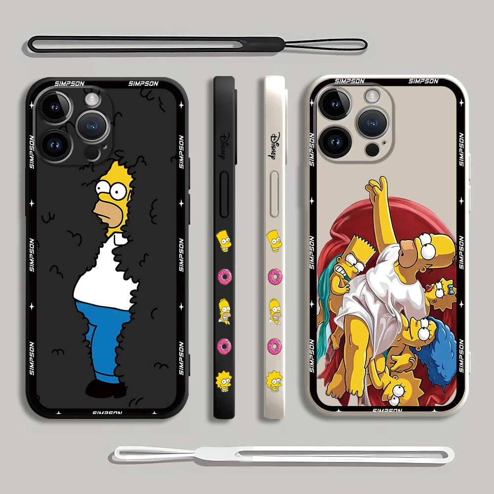 Funda de teléfono bonita de Los Simpsons para iPhone 17 16 15 Plus 16e 14ProMax 13 Pro XR 12 Mini SE XS Max 11 8 7 funda suave