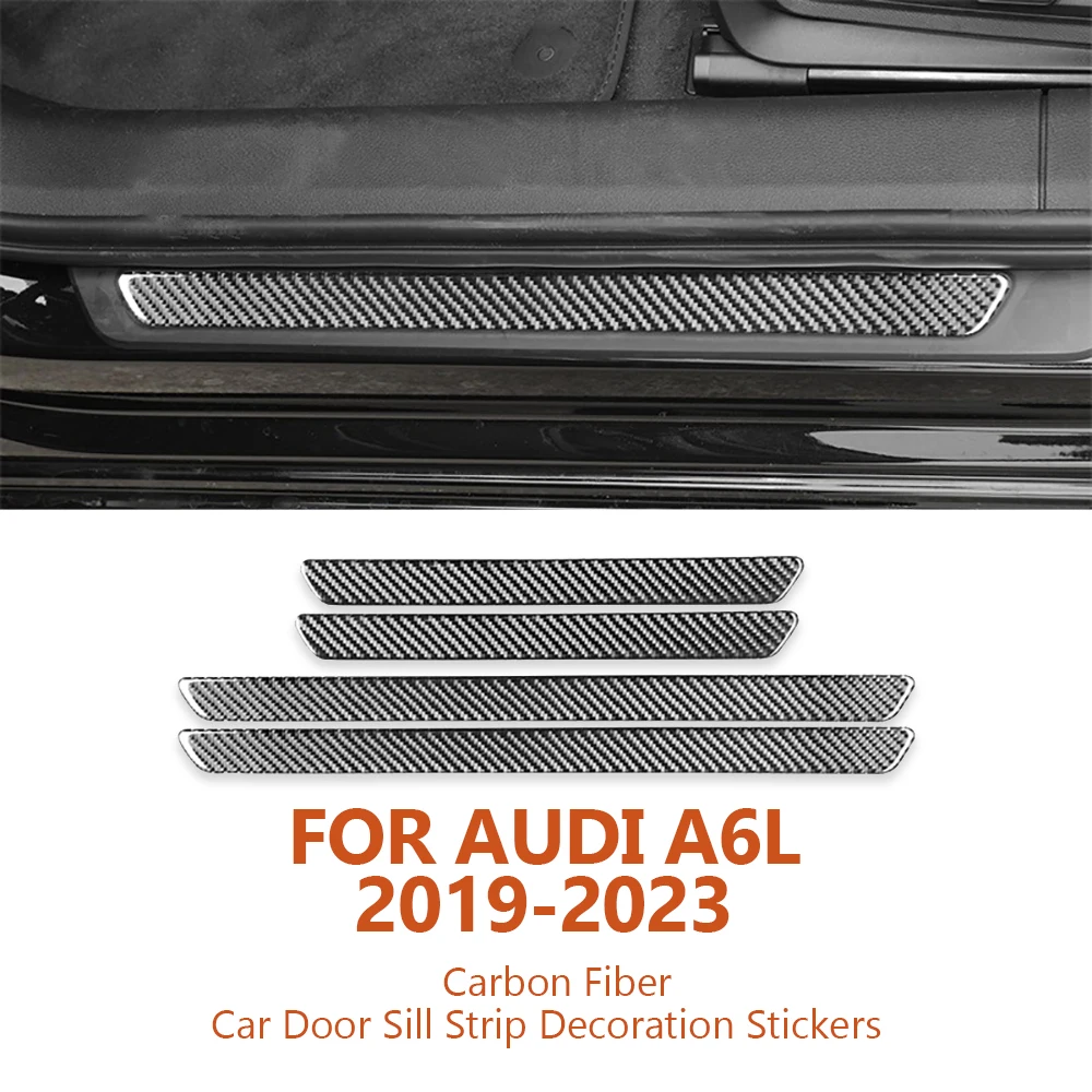 

For Audi A6L-C8 A7 2019-2023 Anti-Scratch Carbon Fiber Car Door Sill Pedal Strip Decoration Stickers Auto Interior Accessories