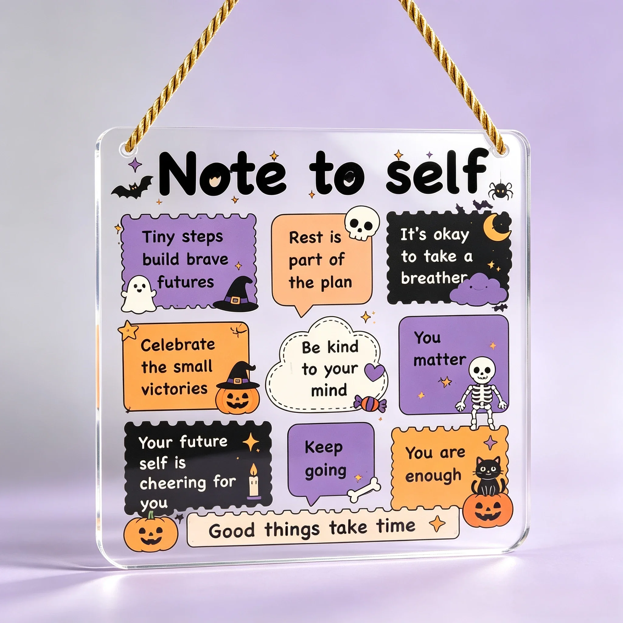 Ghost Pumpkin Skeleton Clear Acrylic Hanging Ornament, Encouragement Home Decoration,Halloween Fall Gift