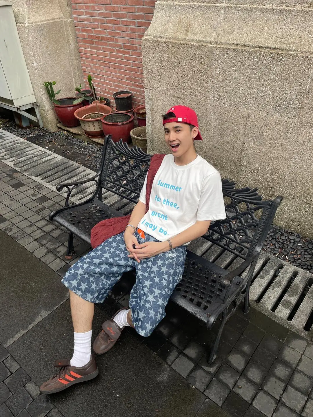 Men's Star Print Pattern Shorts Summer Cool Boys Wide Leg Casual Bottom Cropped Pants Male High Waist Half Trousers