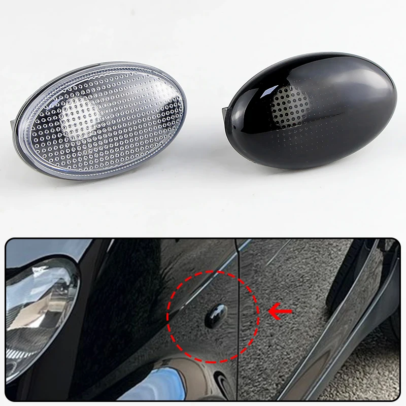 2PCS Only Shells Fender Side Marker Light Cover Without Bulbs For Benz Smart W450 W452 A-Class W168 Citan W415 Vito W639 W447