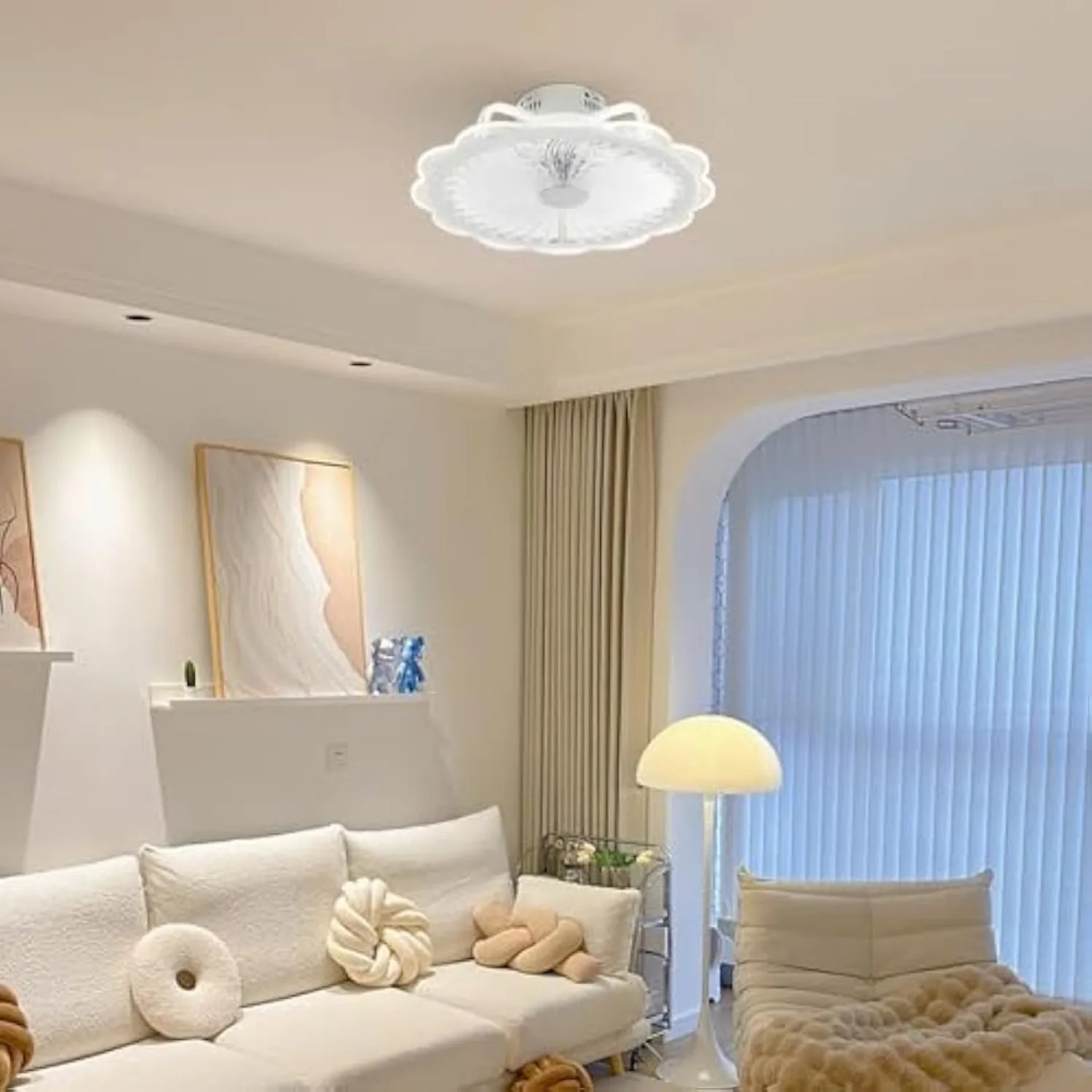 

Ceiling Fan with Light Modern LED Ceiling Fan with Lamp Low Profile Flush Mount Light with Remote 3 Gear Wind Speed 3 Color