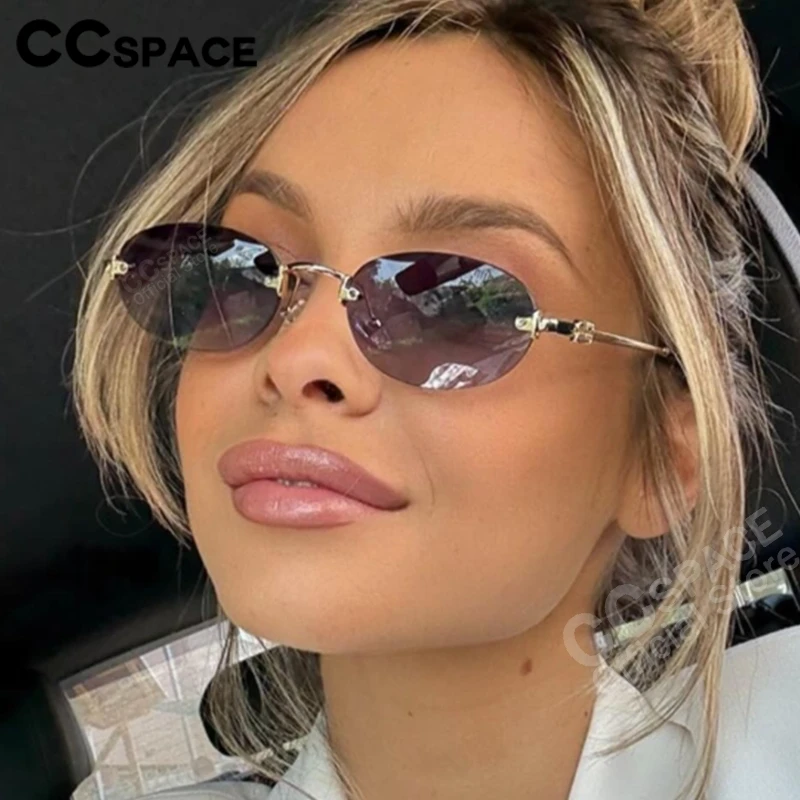 2025 New Frameless Letter M Oval Sunglasses Luxury Brands Original Street Shot Sunglasses Women Lunette Luxe Soleil view 3