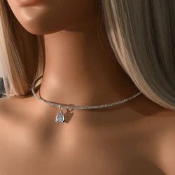 Stonefans Charming Teardrop Pendant Choker Torques Statement Accessories Fashion Inlaid Rhinestone Necklace Jewelry Collar Gift