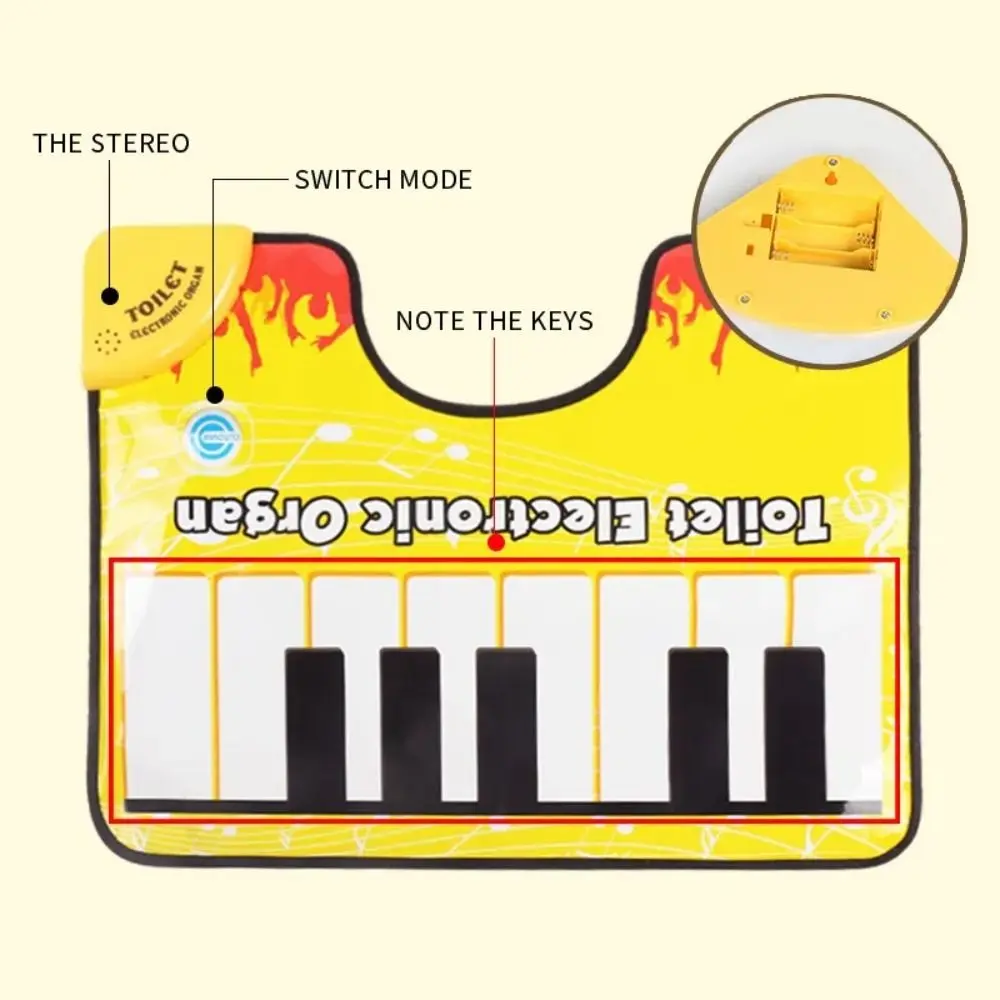Cloth Toilet Piano Mat Waterproof Wear-resistant Musical Bath Mat Non Slip Toe Tapping Musical Keyboard Potty Piano Sounding Rug
