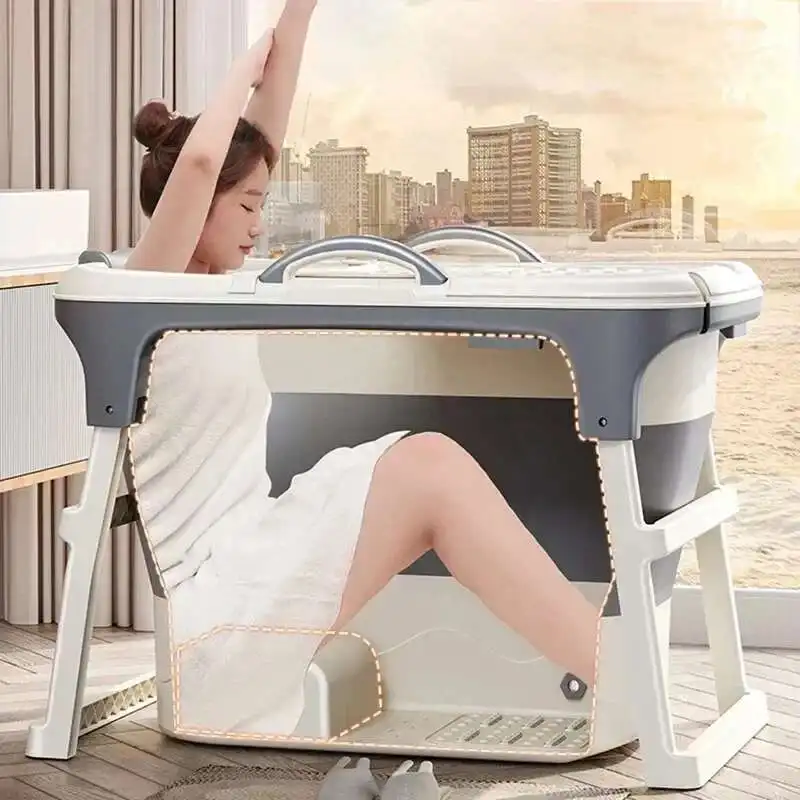 

Modern Plastic Bathtub for Bathroom Simple Thickened Portable Folding Bathtub Sitting Bath Steaming Household Portable Bathtubs