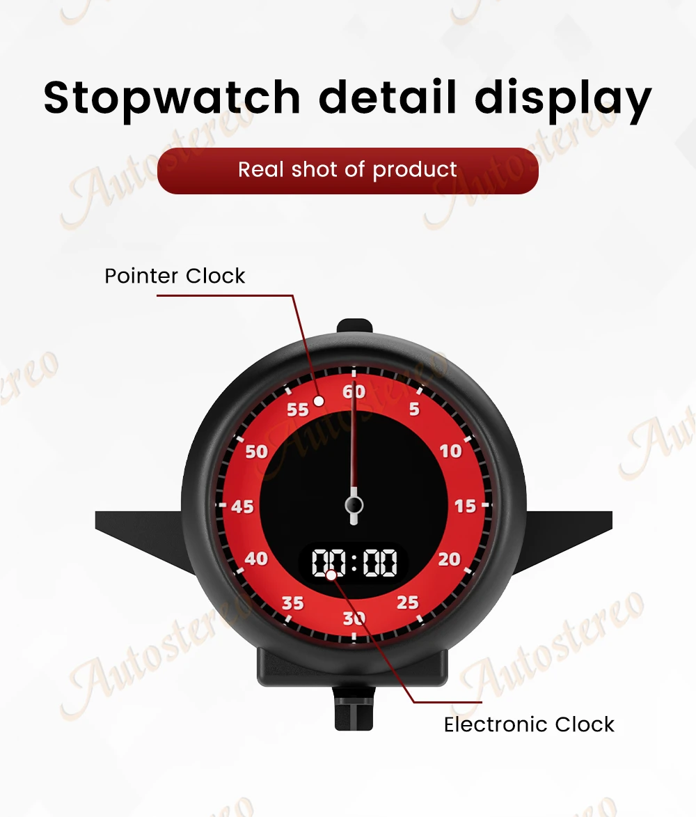 Car Stopwatch For Porsche Cayenne 959 2018-2024 Interior Dashboard Center Clock Compass Time Electronic Meter Clock Accessional