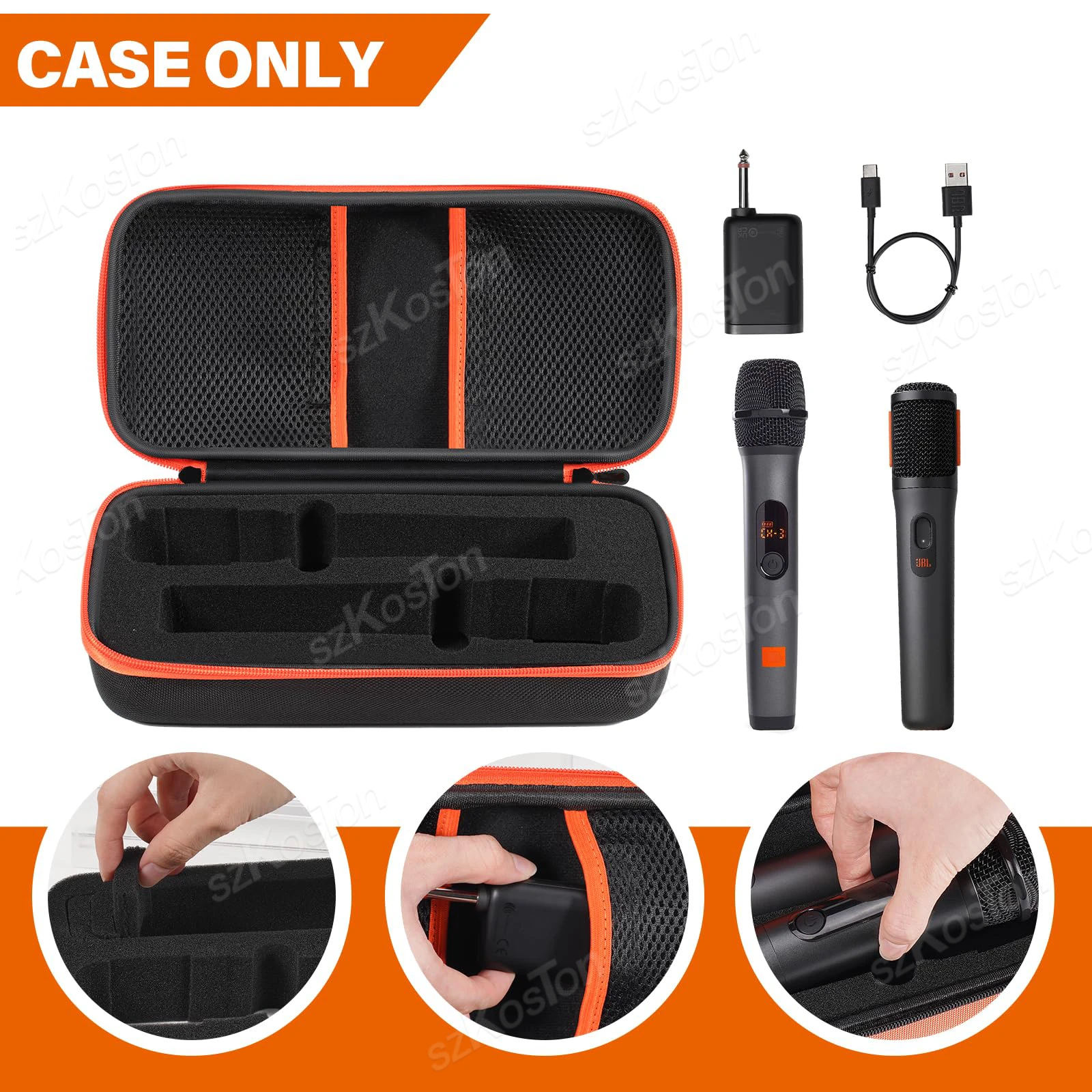 Saco de armazenamento de viagem caso microfone sem fio compatível com jbl 2 microfone ajustável diy espuma para partybox microfone saco portátil