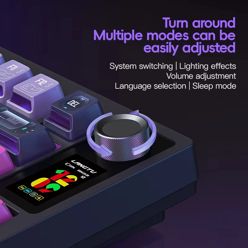 LT75 PRO Custom Gasket RGB Wireless Gaming Keyboard with Display Screen&Knob Hot Swap Tri-Mode Mechanical Keyboard for Win Mac