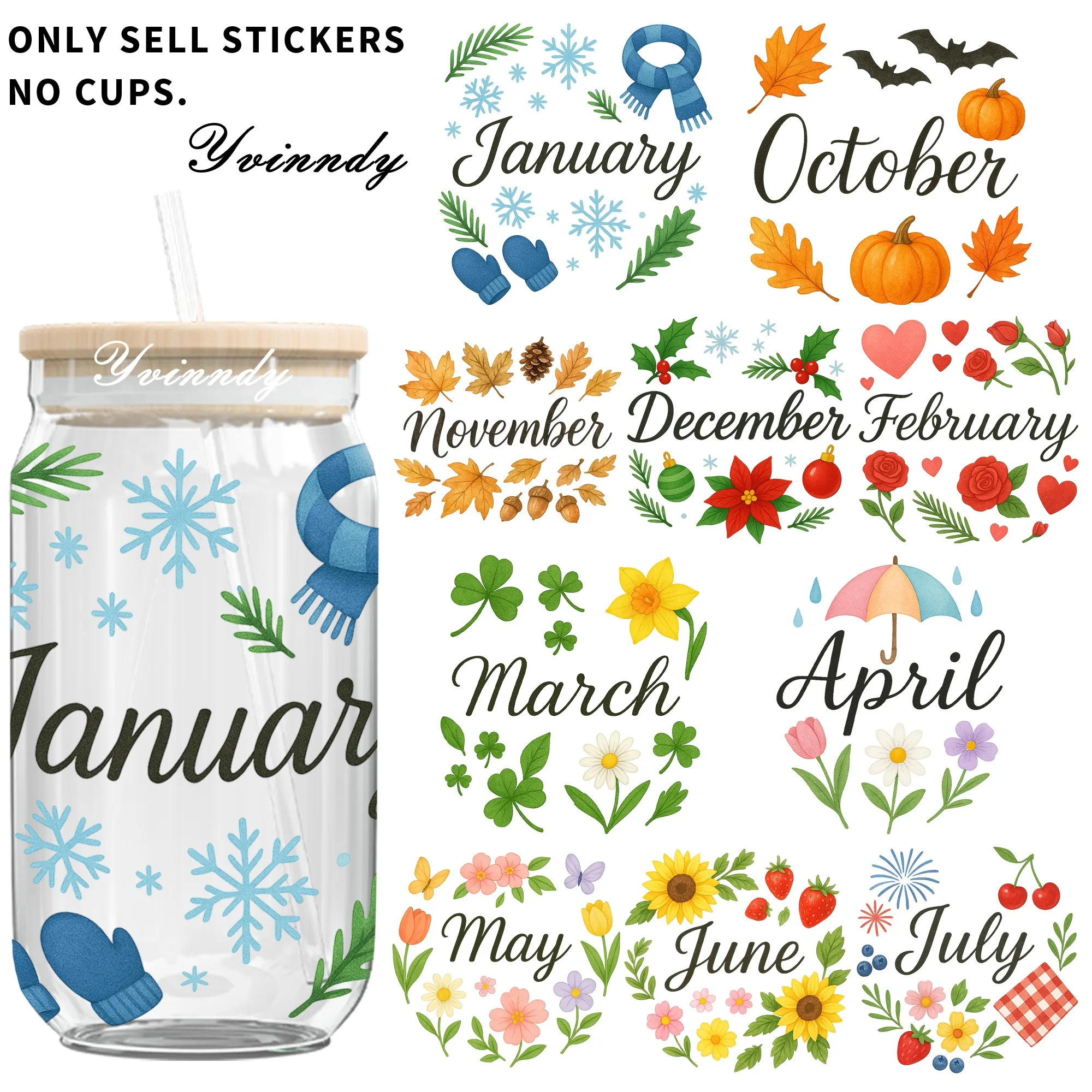 

Набор из 4 наклеек для переноса изображений методом УФ-ДТФ на 16-унцевые стаканы. Водонепроницаемый и устойчивый к царапинам, прост в использовании