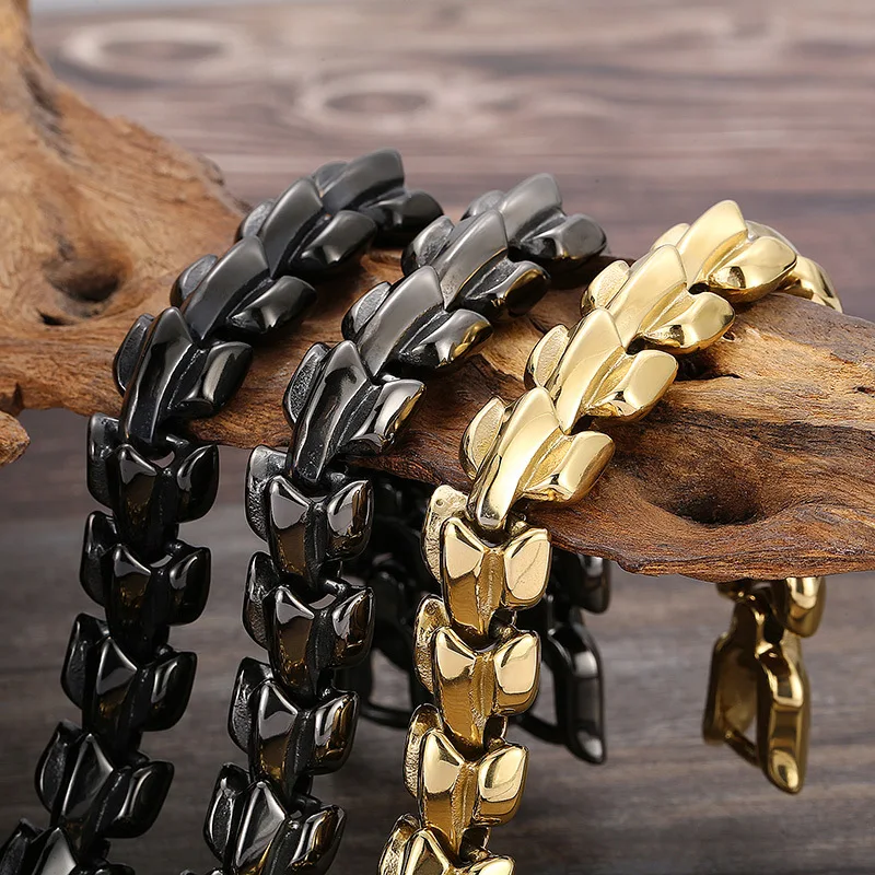 Punk Chain Bracelets for Men Boys,Keel Stainless Steel Braided Link Wristband,Retro Jewelry Birthday Father Gifts