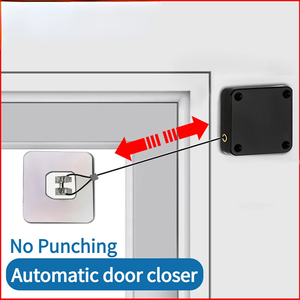 Punch-free Automatic Door Closer Closing Sliding Latch No Punching Automatic Door Lock Sliding Doors Stickers Home Closers 1000g