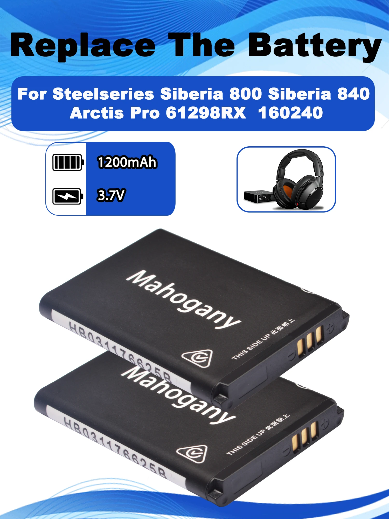 3.7V Replacement Battery For Steelseries Siberia 800 Siberia 840 Arctis Pro 61298RX Wireless Game Headset Headphones 160240