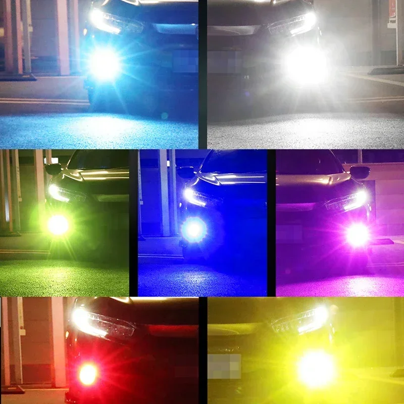 2pcs Daul Color Led Fog Light H3 H7 H8 H11 9005 HB3 9006 HB4 881 H27 Fog Lamps Car Daytime Running Light Bulbs 12V Strobe Flash view 6