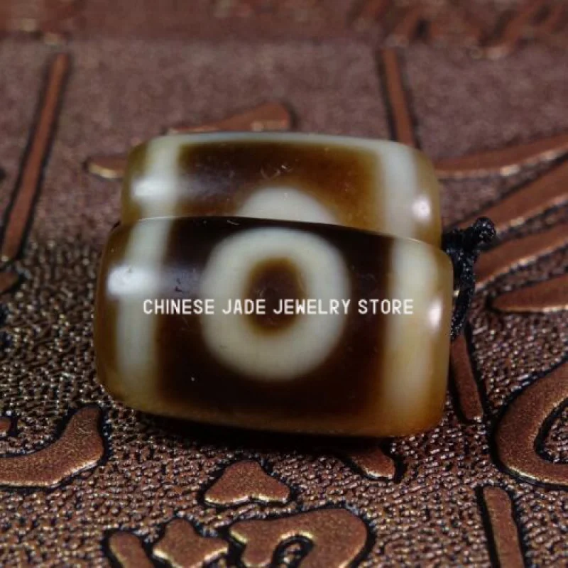 

A Pair Tibetan DZI Beads Old Agate 2 Eye Totem Amulet Beads Pendant GZI #2163