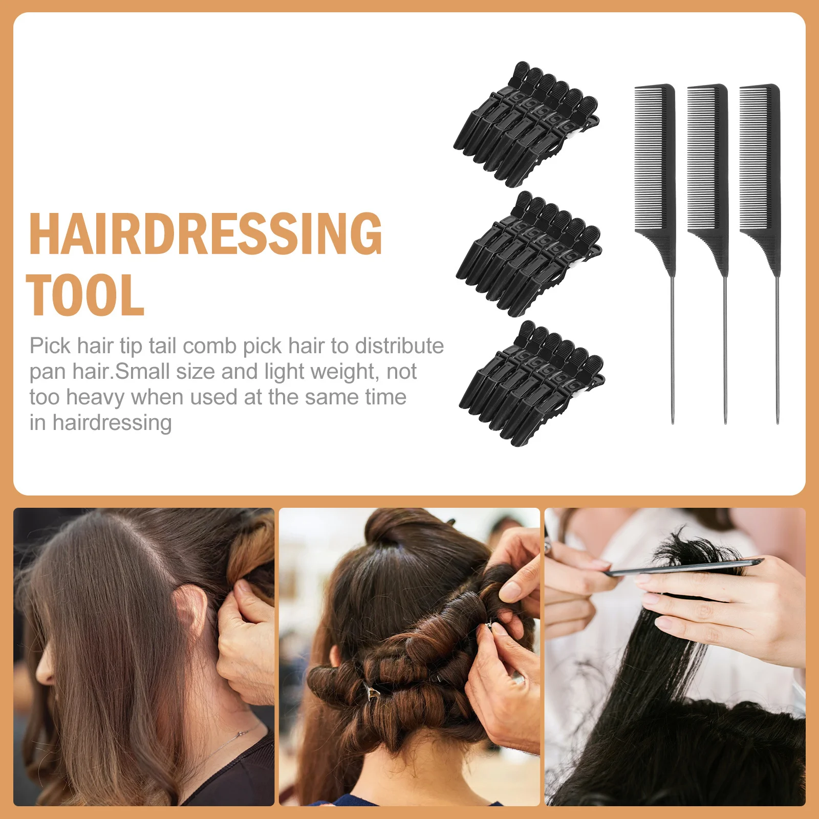 

1 комплект, набор инструментов для укладки волос, термостойкая, морозостойкая, легкая, портативная расческа для салона, домашнего использования, плотные зажимы, секционирование прически