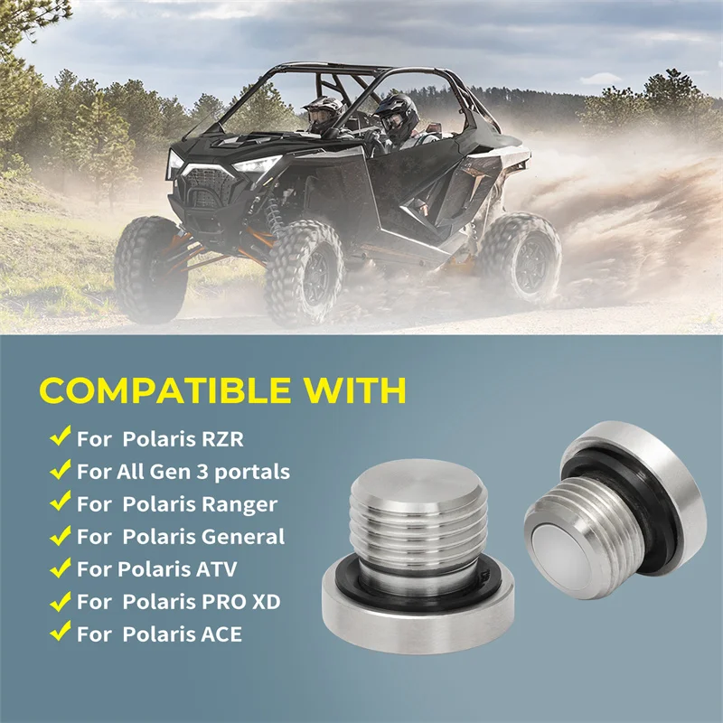 304 Stainless Steel Front Differential Fill And Drain Plug Kit for Polaris RZR PRO XP / PRO / 570 / 800 / XP 900 / XP Turbo S